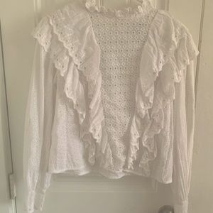 Topshop White Eyelet Top